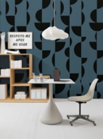 AMOSTRA PAPEL DE PAREDE ESFERAS PRETO E AZUL