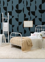 AMOSTRA PAPEL DE PAREDE ESFERAS PRETO E AZUL