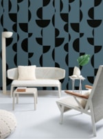 AMOSTRA PAPEL DE PAREDE ESFERAS PRETO E AZUL