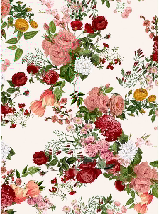 AMOSTRA PAPEL DE PAREDE FLORAL GRANDE VERMELHO