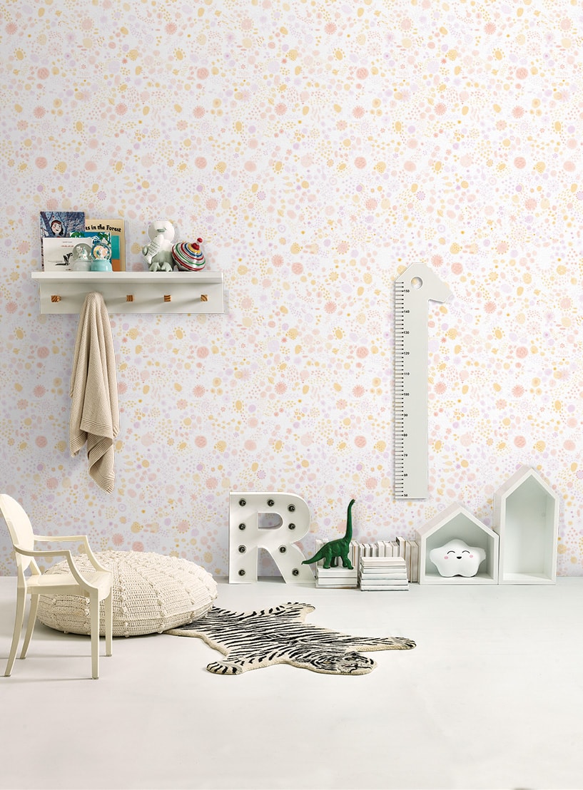 AMOSTRA PAPEL DE PAREDE JARDIM DE ESTRELAS BRANCO