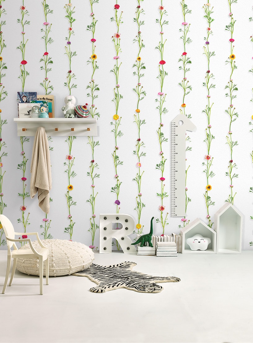 AMOSTRA PAPEL DE PAREDE RANUNCULUS LISTRA BRANCO