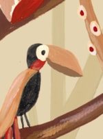 PAINEL DE PAREDE CANTO DA FLORESTA BEGE E LARANJA