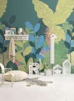 PAINEL FLORESTA TROPICAL VERDE E AZUL