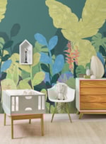 PAINEL FLORESTA TROPICAL VERDE E AZUL
