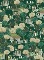 PAPEL DE PAREDE PONTOS CLÁSSICO PINHEIROS VERDE