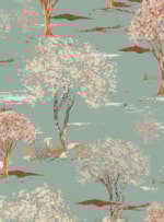 PAPEL DE PAREDE SEDA CLÁSSICO JABUTICABA MENTA E ROSA