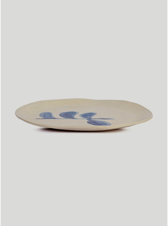 PRATO CERÂMICA REFEIÇÃO III BRANCO E AZUL